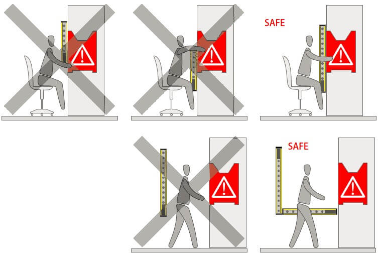 Positioning the safety light curtain 1