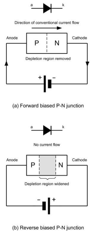 Forward and reverse biased pn junction