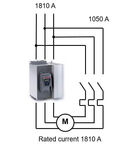 Inside delta connection option is available in 3 phase soft starters