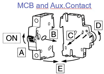 Auxiliary contacts can be mounted to MCBs